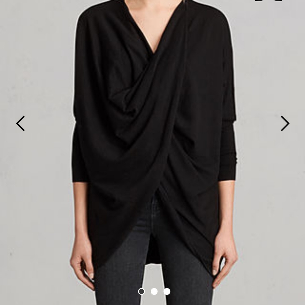 ALL SAINTS Itat Shrug Convertible Sweater Sz 2 Blk